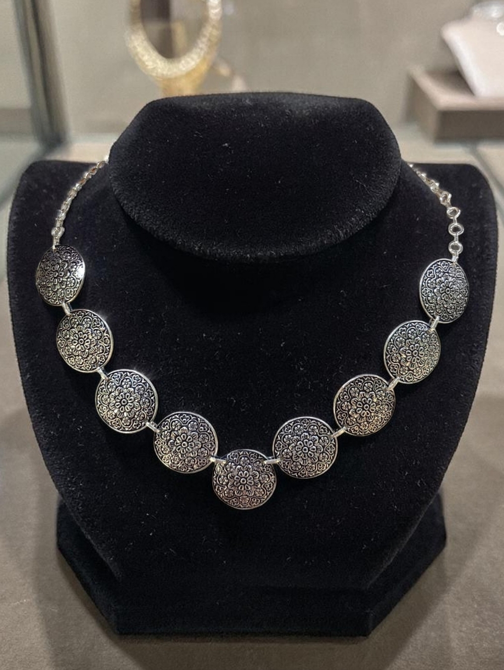 Sterling Silver Flower Medallion Necklace